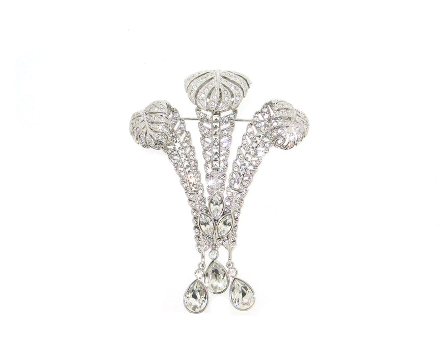 Prince of Wales Feathers Brooch Crystal Bill Skinner - The Hirst Collection