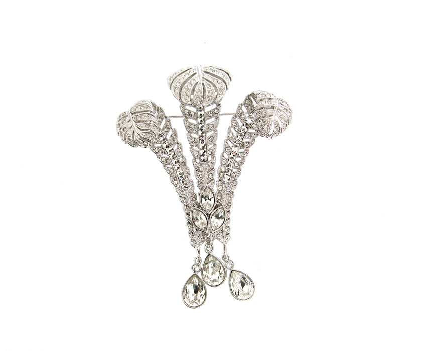 Prince of Wales Feathers Brooch Crystal Bill Skinner - The Hirst Collection