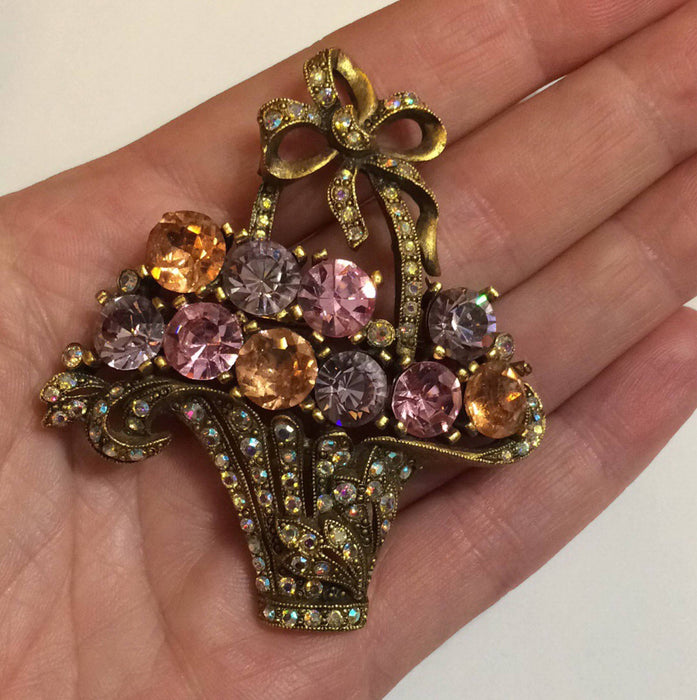 Askew London Brooch Basket of Swarovski Crystal flowers - The Hirst Collection