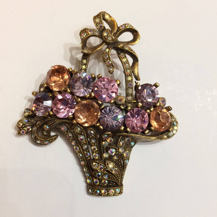 Askew London Brooch Basket of Swarovski Crystal flowers - The Hirst Collection