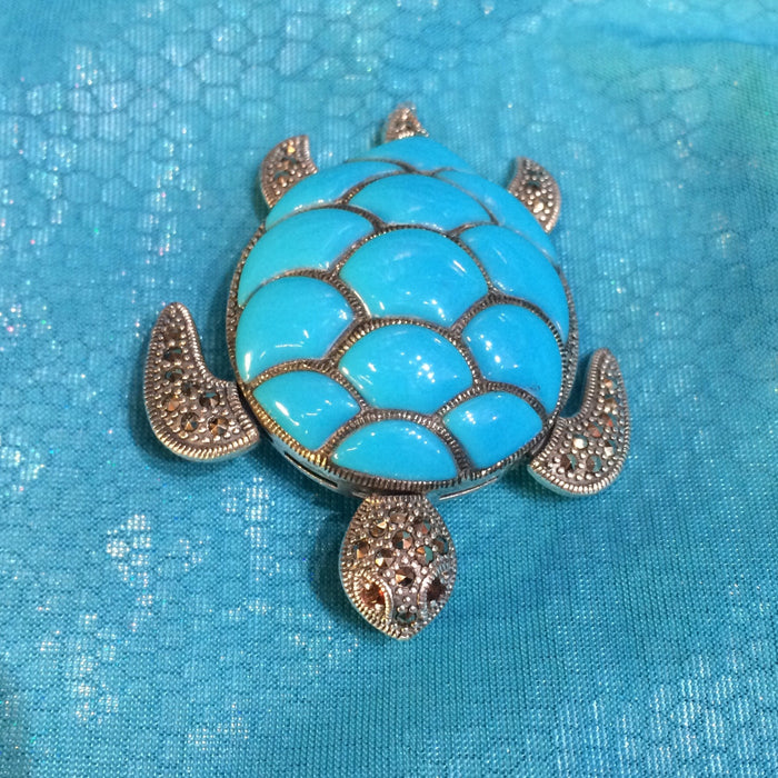 Bright Turquoise Tortoise Brooch - The Hirst Collection