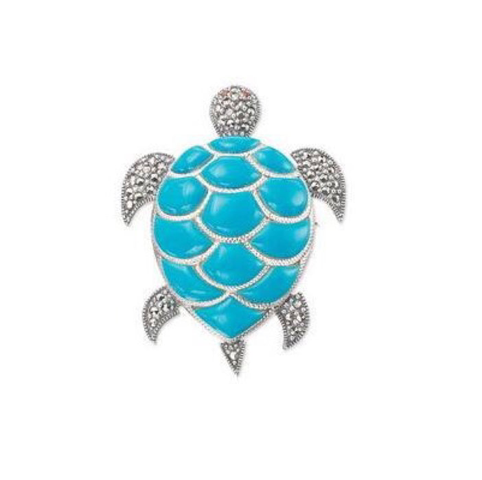 Bright Turquoise Tortoise Brooch - The Hirst Collection