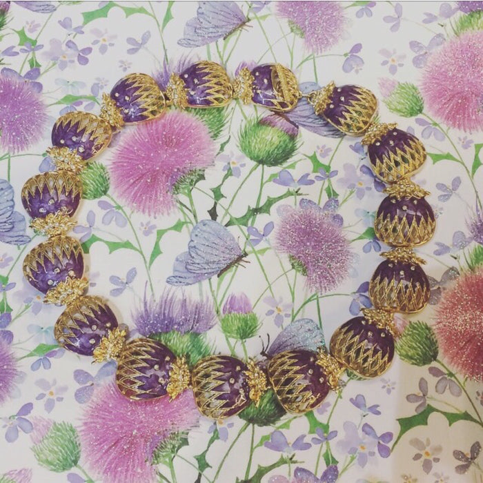 Balenciaga purple enamel gold statement necklace - The Hirst Collection