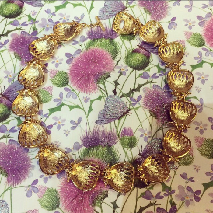 Balenciaga purple enamel gold statement necklace - The Hirst Collection