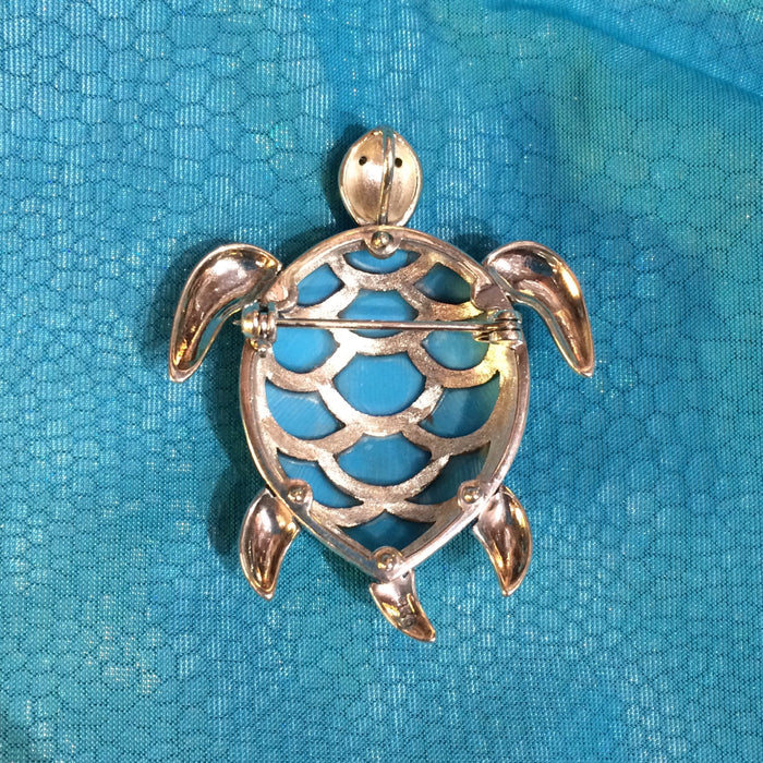 Bright Turquoise Tortoise Brooch - The Hirst Collection