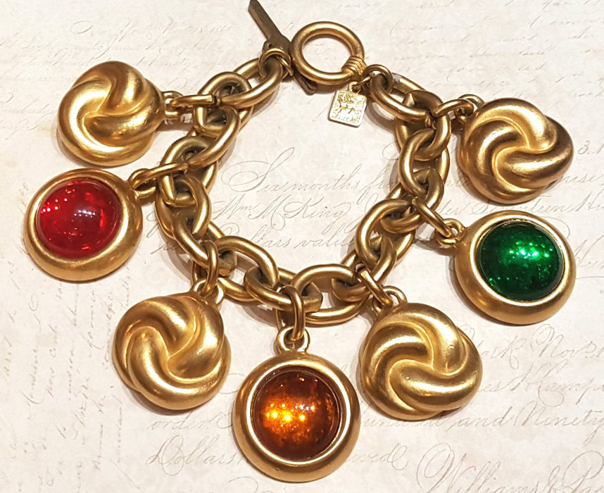 Anne Klein Charm Bracelet Gold Statement Multicoloured Stones - The Hirst Collection