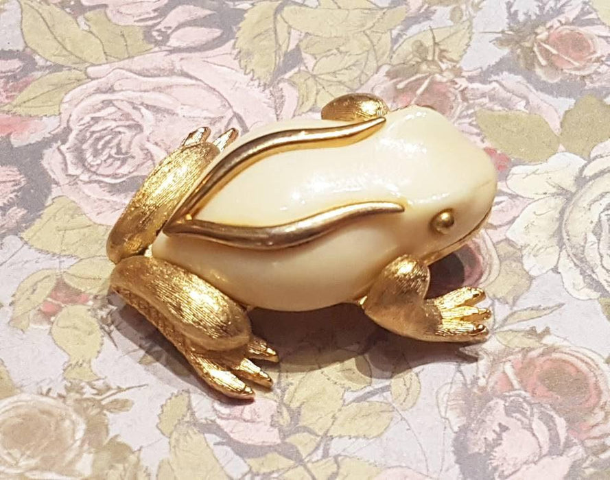 Frog Brooch by Sphinx Cream Gold - The Hirst Collection