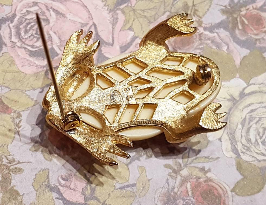 Frog Brooch by Sphinx Cream Gold - The Hirst Collection