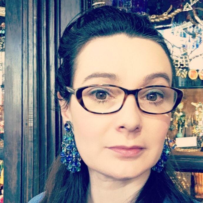 Askew London Chandelier Clip on Earrings Blue Beaded Silver Large - The Hirst Collection
