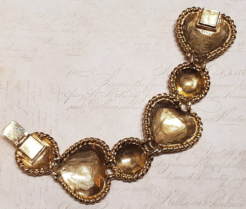 Butler and Wilson Heart Bracelet Gold Enamel Tartan Punk Vintage Signed - The Hirst Collection