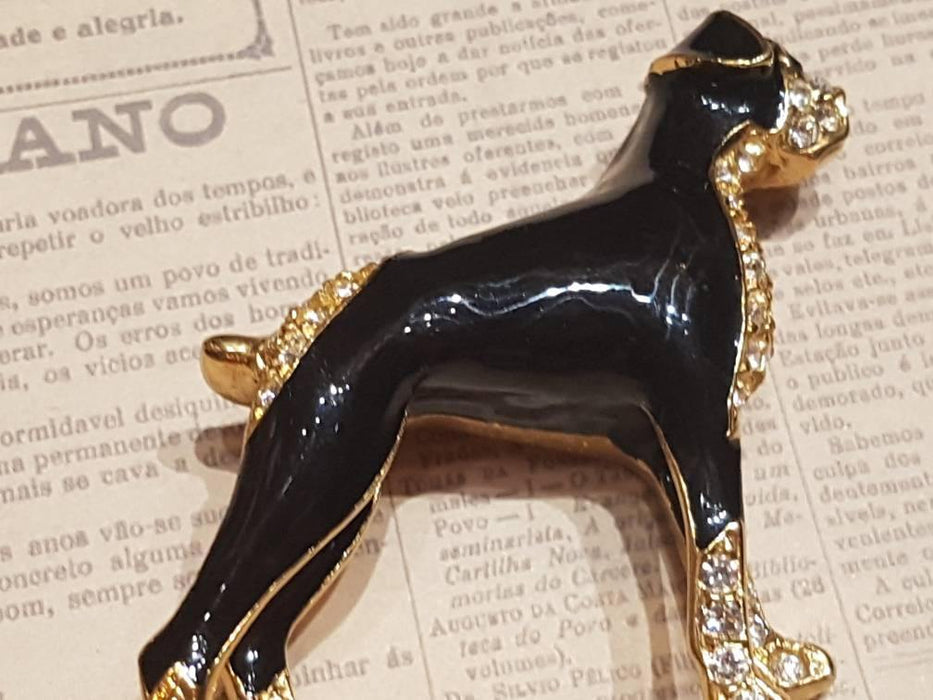 Large Boxer Dog Brooch Brown Enamel Crystal By Sardi - The Hirst Collection