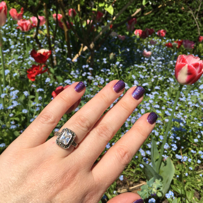 Princess Solitaire Ring Silver Clear Crystal - The Hirst Collection