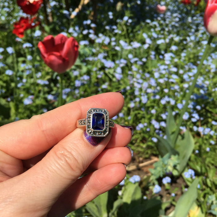 Sapphire Crystal Princess solitaire ring - The Hirst Collection