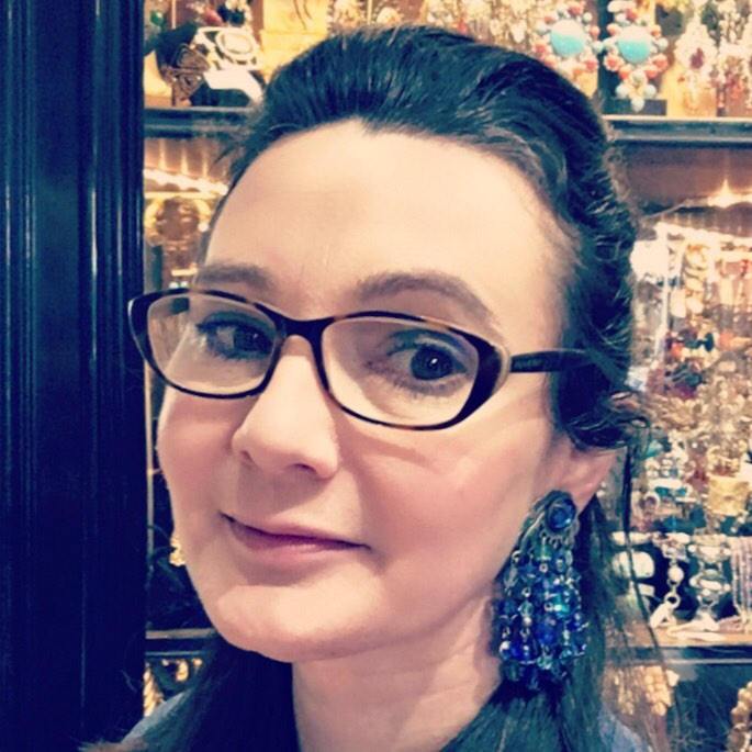 Askew London Chandelier Clip on Earrings Blue Beaded Silver Large - The Hirst Collection