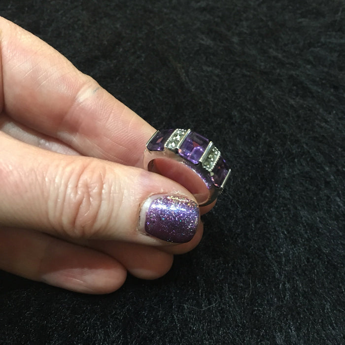 Art Deco Ring Silver Purple Amethyst - The Hirst Collection