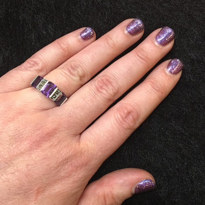 Art Deco Ring Silver Purple Amethyst - The Hirst Collection
