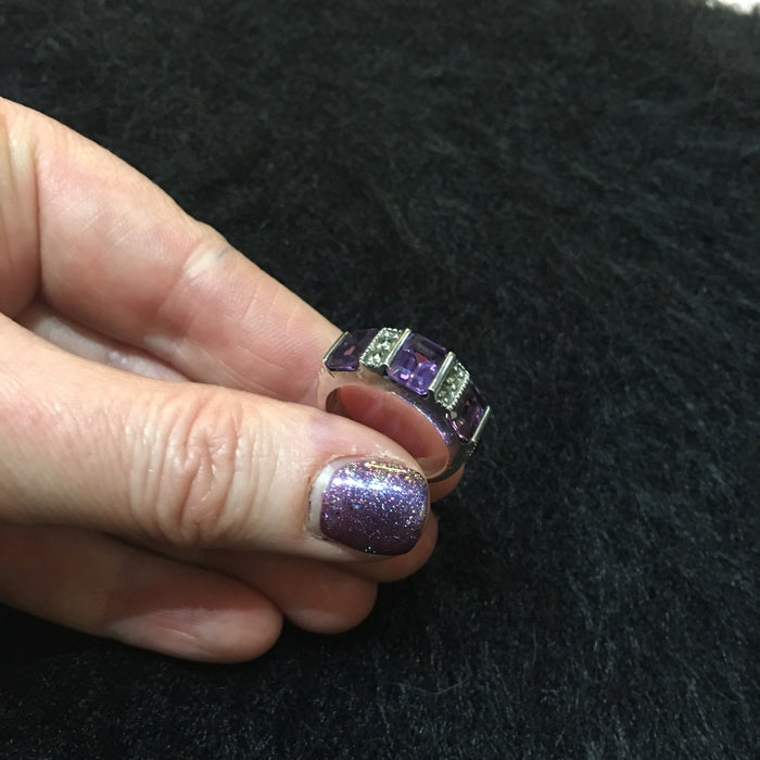 Art Deco Ring Silver Purple Amethyst - The Hirst Collection