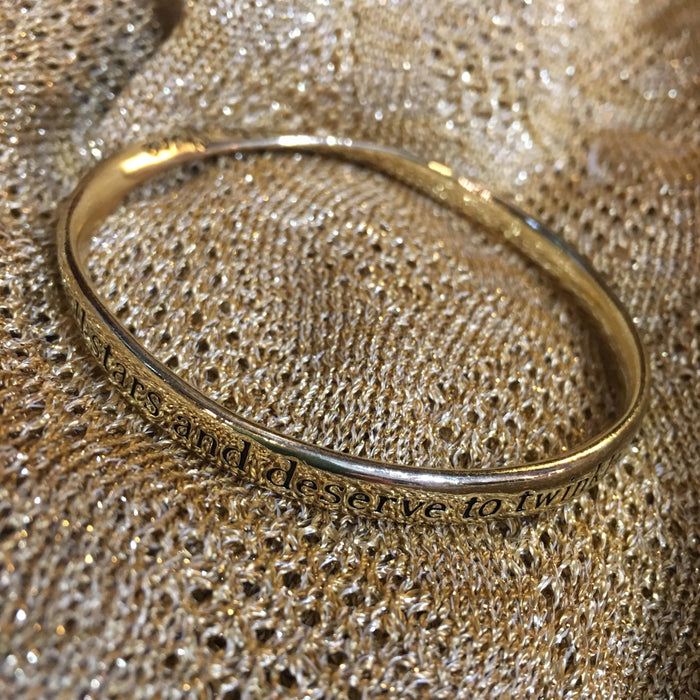 Shine... we are all stars and deserve to twinkle... gold tone metal Bangle Bracelet - The Hirst Collection