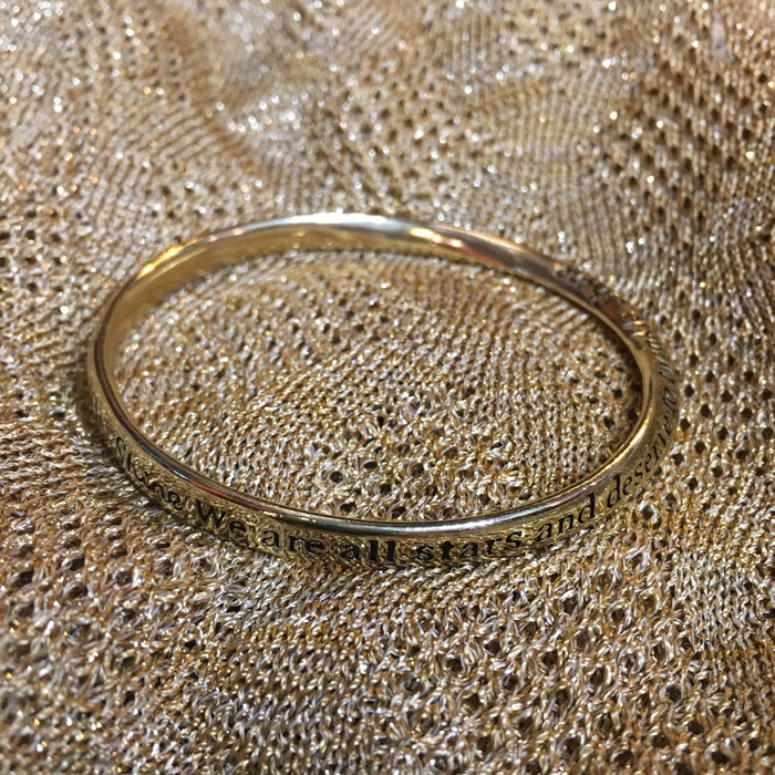 Shine... we are all stars and deserve to twinkle... gold tone metal Bangle Bracelet - The Hirst Collection