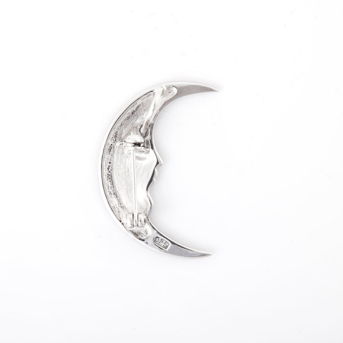 Sterling Silver Marcasite Moon Face Brooch/ Pendant - The Hirst Collection