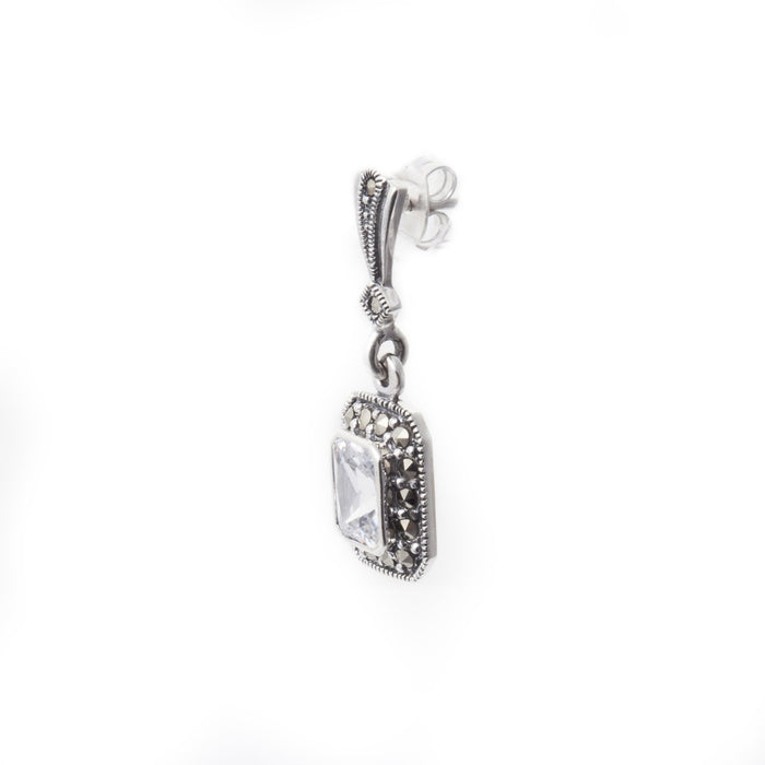 Square Clear Cubic Crystal Earrings - The Hirst Collection