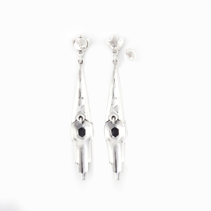 Hexagon Black Onyx Earrings - The Hirst Collection