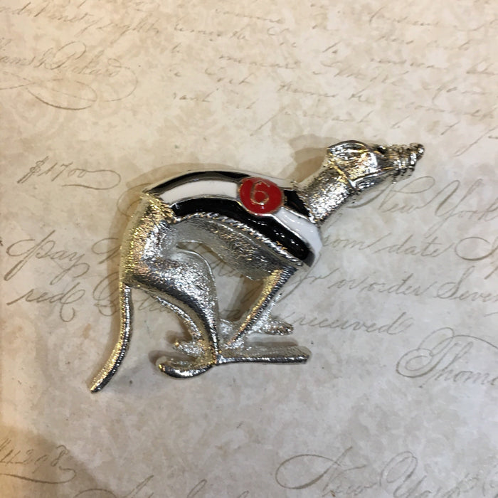Racing Greyhound brooches Silver metal 1-6 - The Hirst Collection