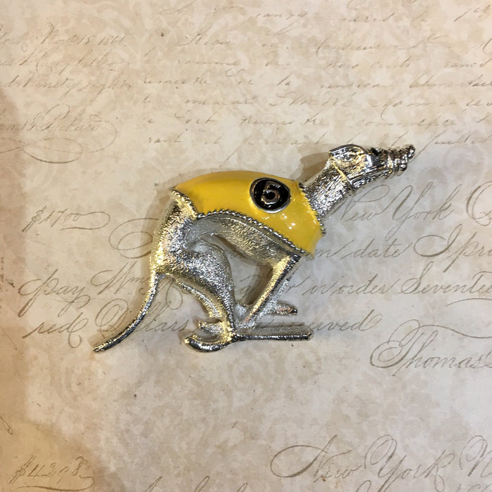 Racing Greyhound brooches Silver metal 1-6 - The Hirst Collection