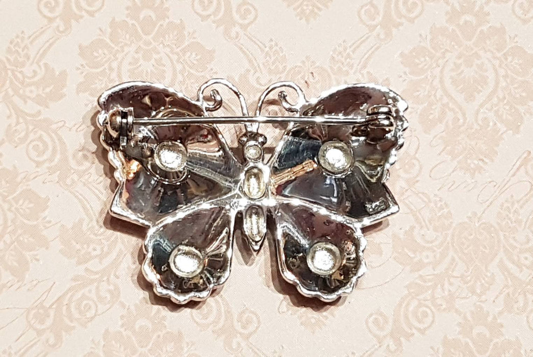Butterfly Brooch Silver Marcasite Pendant Necklace - The Hirst Collection