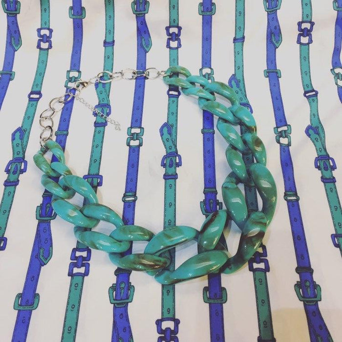 Turquoise Acrylic Chain Necklace - The Hirst Collection