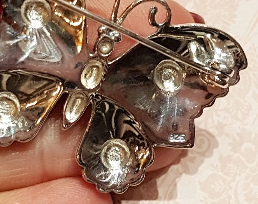 Butterfly Brooch Silver Marcasite Pendant Necklace - The Hirst Collection