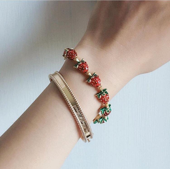 Strawberry Bracelet by Bill Skinner Red Enamel Gold Fruits - The Hirst Collection