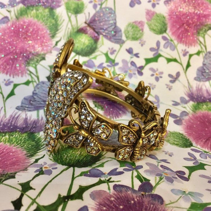 Askew London Butterfly Clamper Bracelet Opaline Crystal - The Hirst Collection