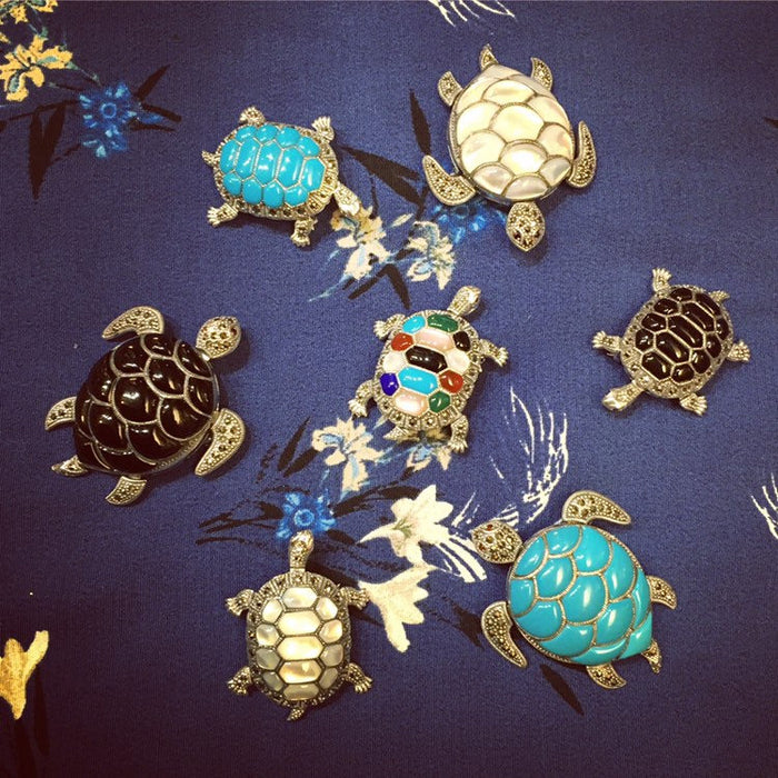 Bright Turquoise Tortoise Brooch - The Hirst Collection