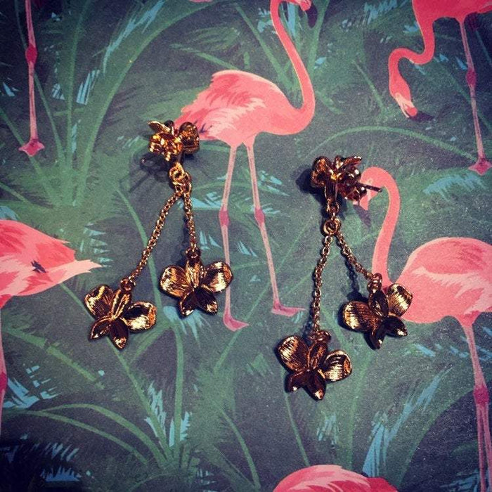 Orchid Pink Earrings on chain by Bill Skinner - The Hirst Collection