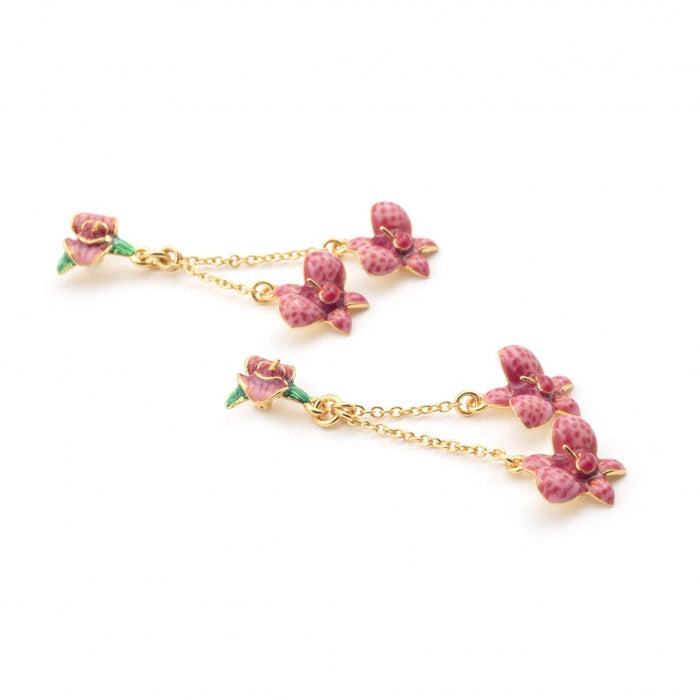 Orchid Pink Earrings on chain by Bill Skinner - The Hirst Collection