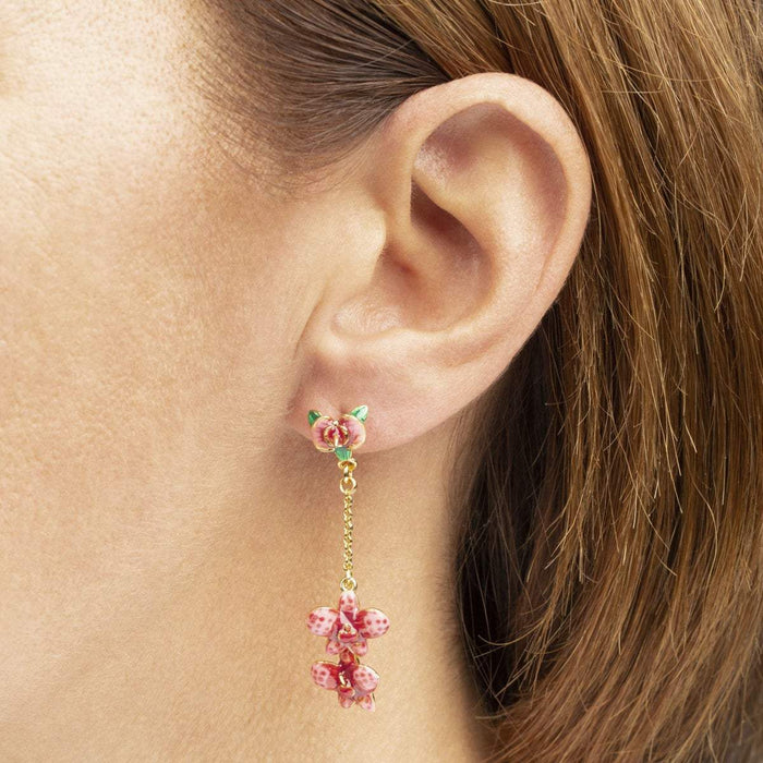 Orchid Pink Earrings on chain by Bill Skinner - The Hirst Collection