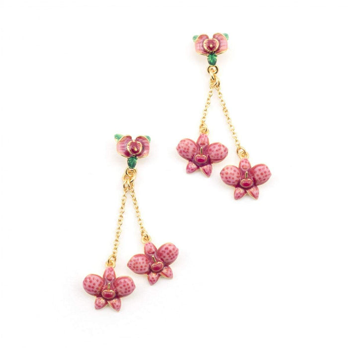 Orchid Pink Earrings on chain by Bill Skinner - The Hirst Collection
