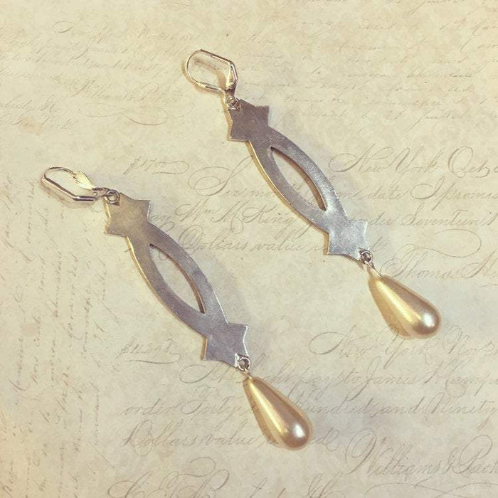 Art Deco Earrings Vintage Bride Pearl Wedding - The Hirst Collection