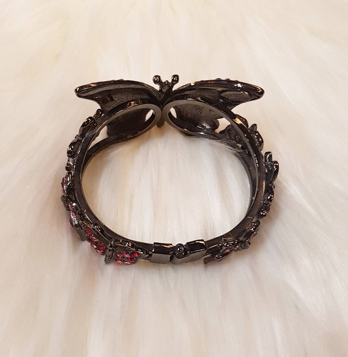 Handmade Butterfly Bracelet Cuff Red Pink Crystal by Askew London - The Hirst Collection