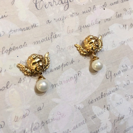 Cherub Face Pearl Earrings by Bill Skinner - The Hirst Collection