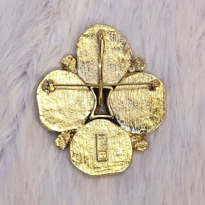 YSL Brooch Vintage Gold Gripoix Multistone Yves Saint Laurent - The Hirst Collection