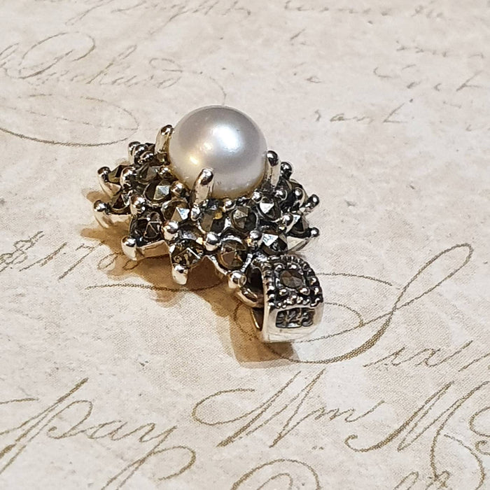 Sparkly Freshwater Pearl Marcasite Necklace - The Hirst Collection