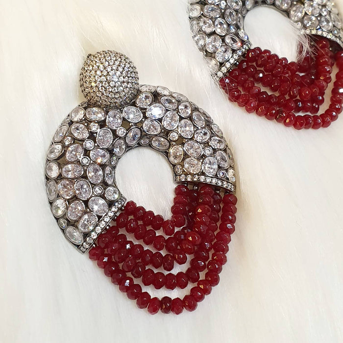 Ruby Crystal Statement Hoop Earrings - The Hirst Collection