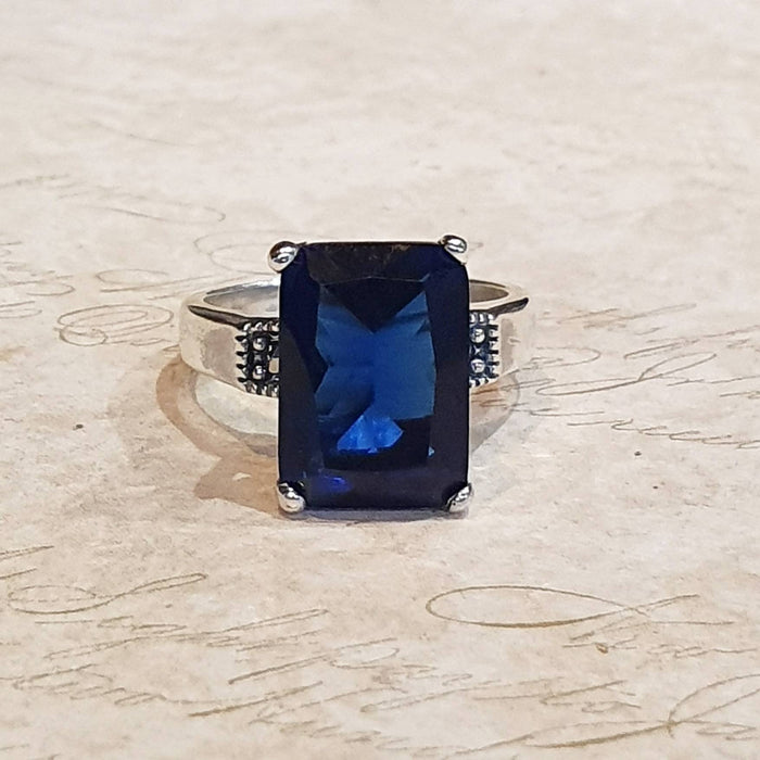 The Duchess Solitaire Ring in Sapphire Blue - The Hirst Collection