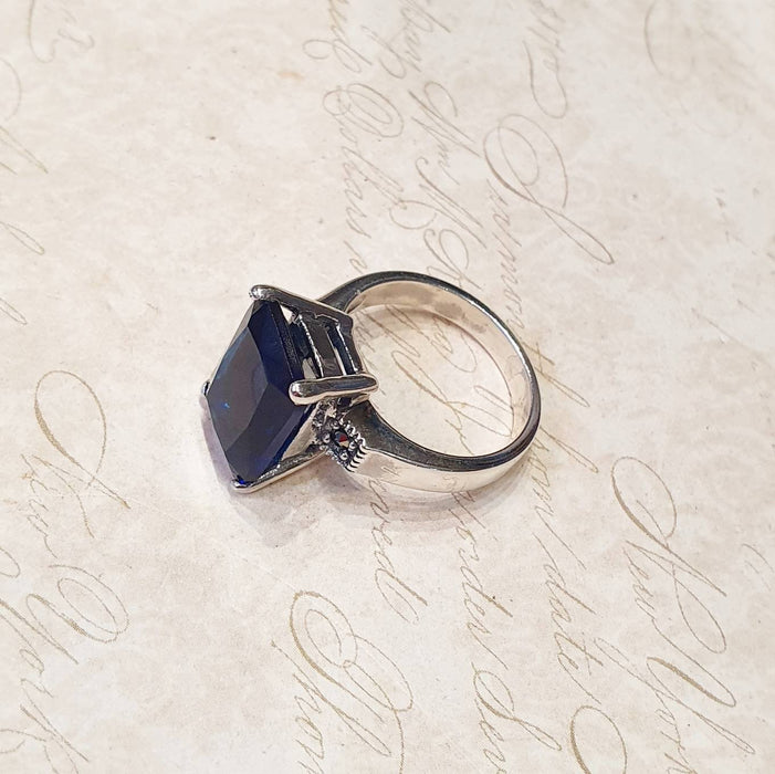 The Duchess Solitaire Ring in Sapphire Blue - The Hirst Collection