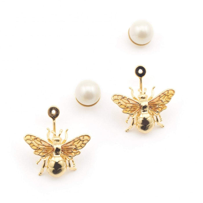 Bee Pearl Earrings by Bill Skinner Gold Plate - The Hirst Collection