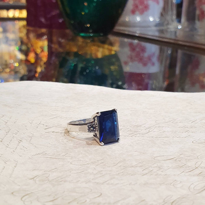 The Duchess Solitaire Ring in Sapphire Blue - The Hirst Collection