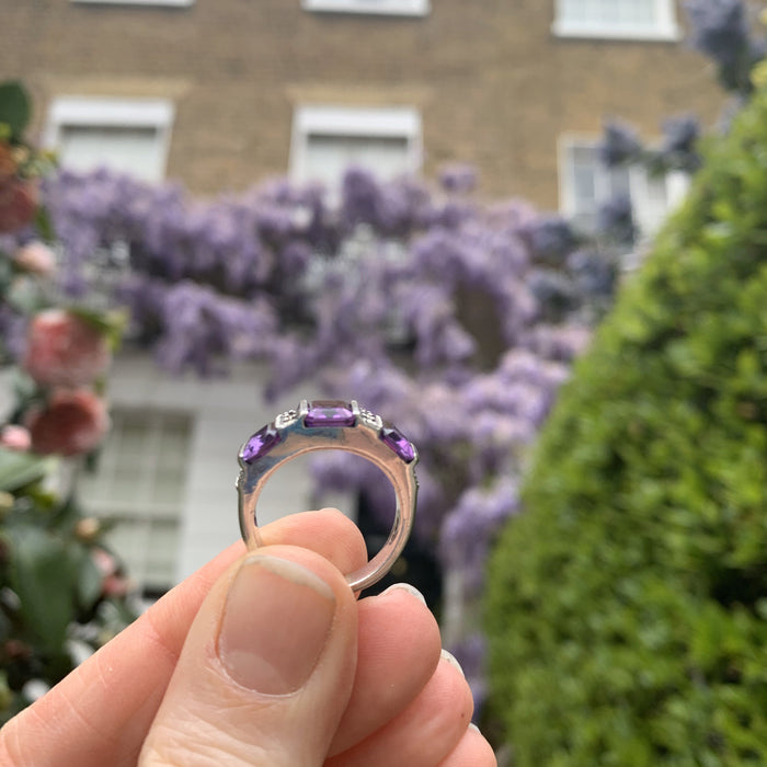 Art Deco Ring Silver Purple Amethyst - The Hirst Collection