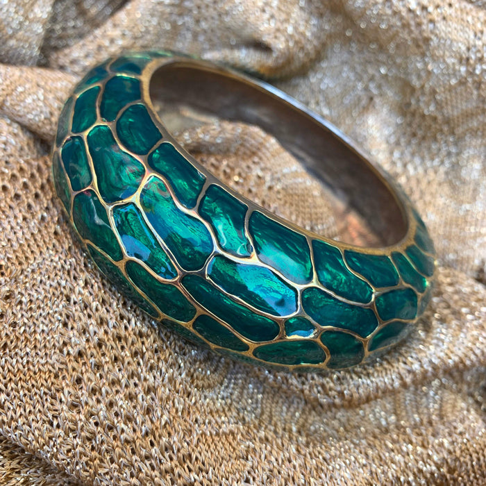 Mawi Green Cuff Bracelet Snakeskin effect - The Hirst Collection